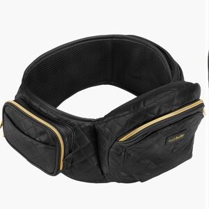 TushBaby Black Quilted Faux Leather Hip Seat Carrier plus coin Purse